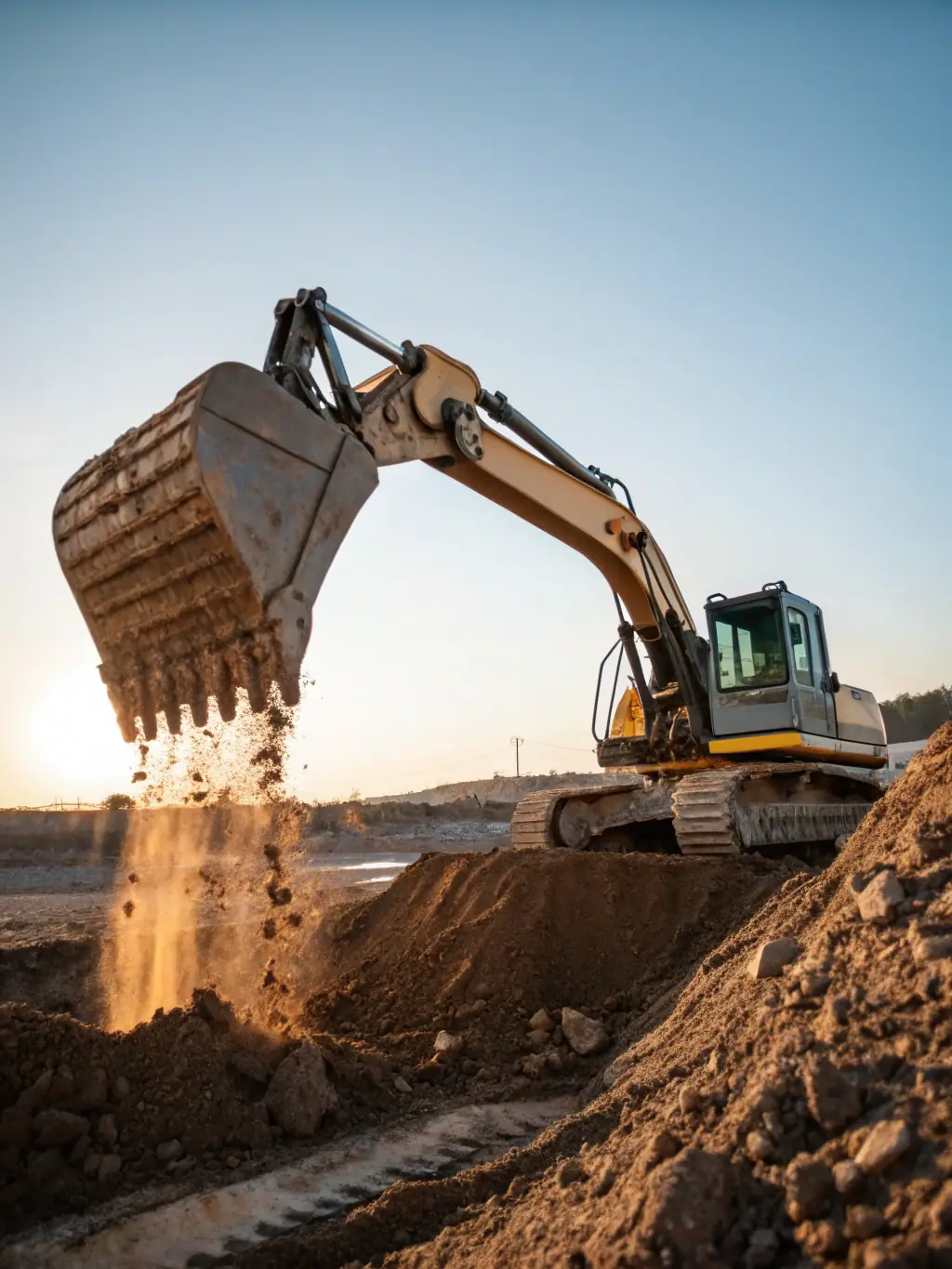 A high-resolution image of a meticulously maintained excavator on a construction site, symbolizing reliable performance.