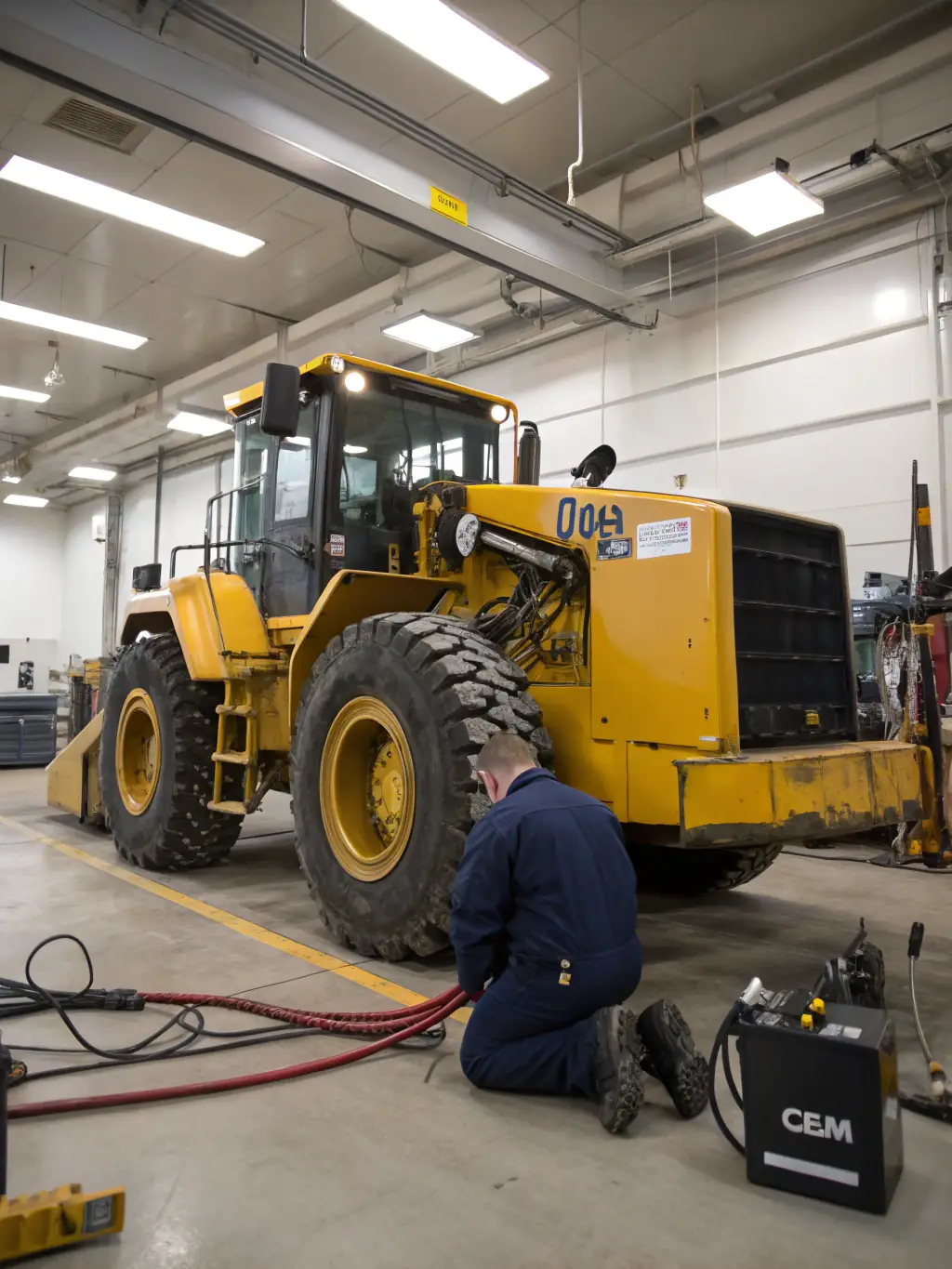 An image of a Heavy mechanic performing routine maintenance on a bulldozer, highlighting the company's commitment to machinery upkeep.